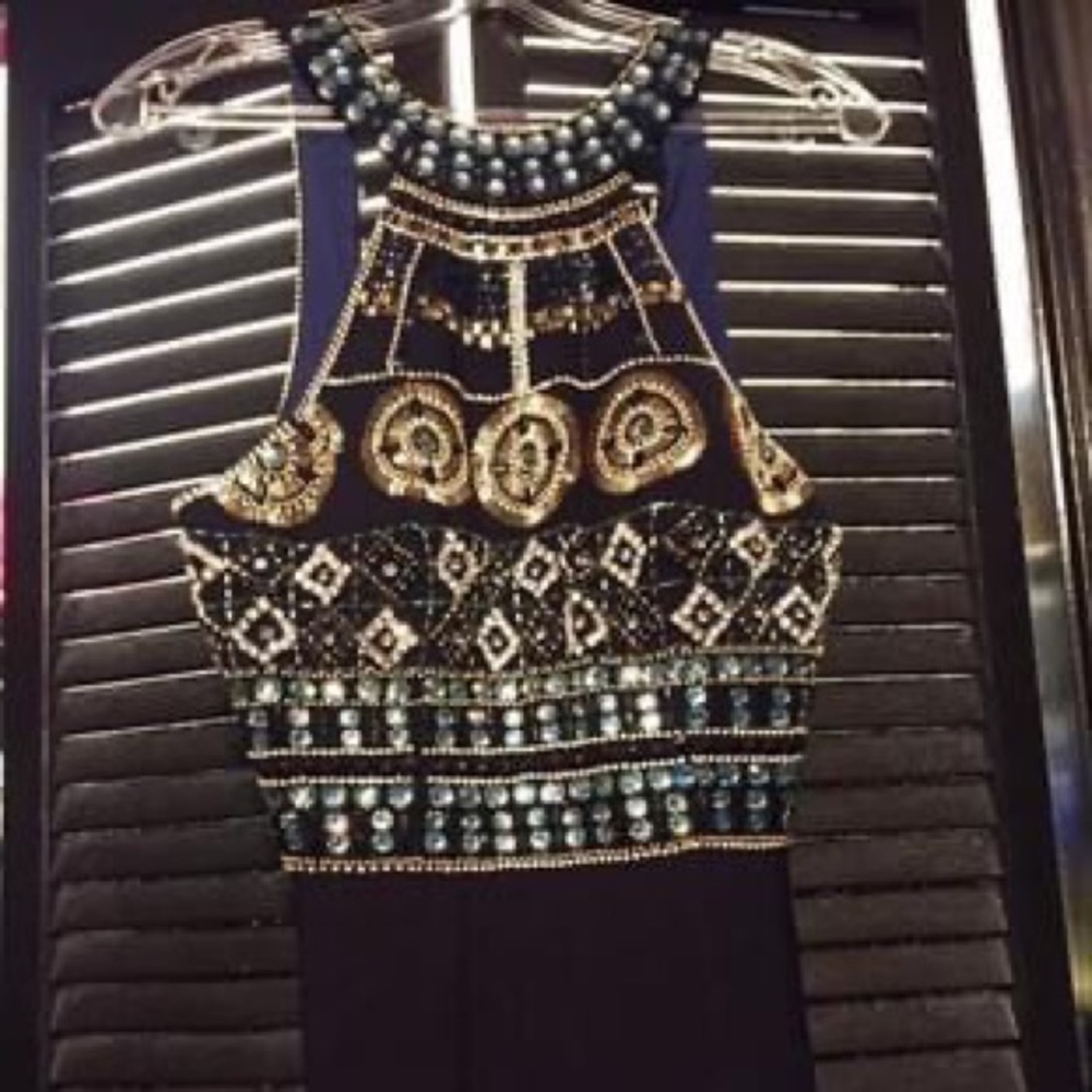 Navy Jeweled Prom/Formal Dress